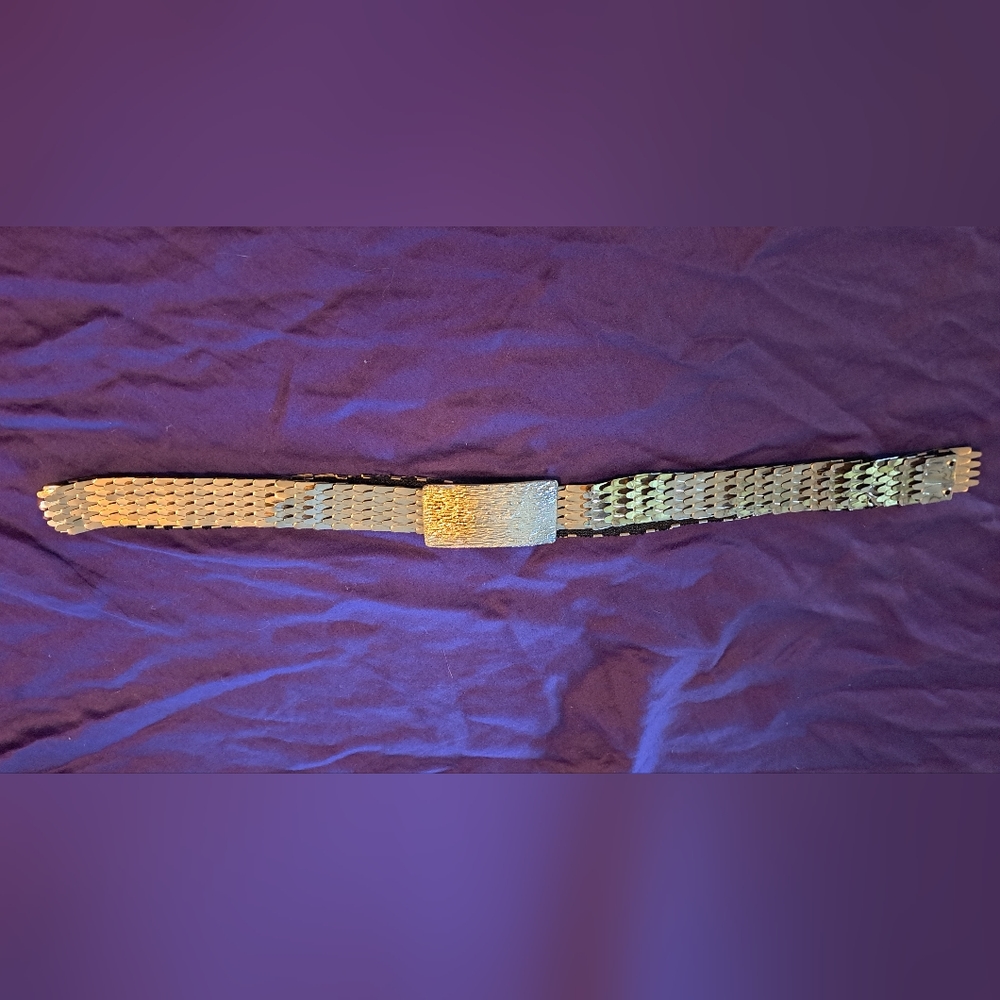 Vintage metal silver plus size stretch belt